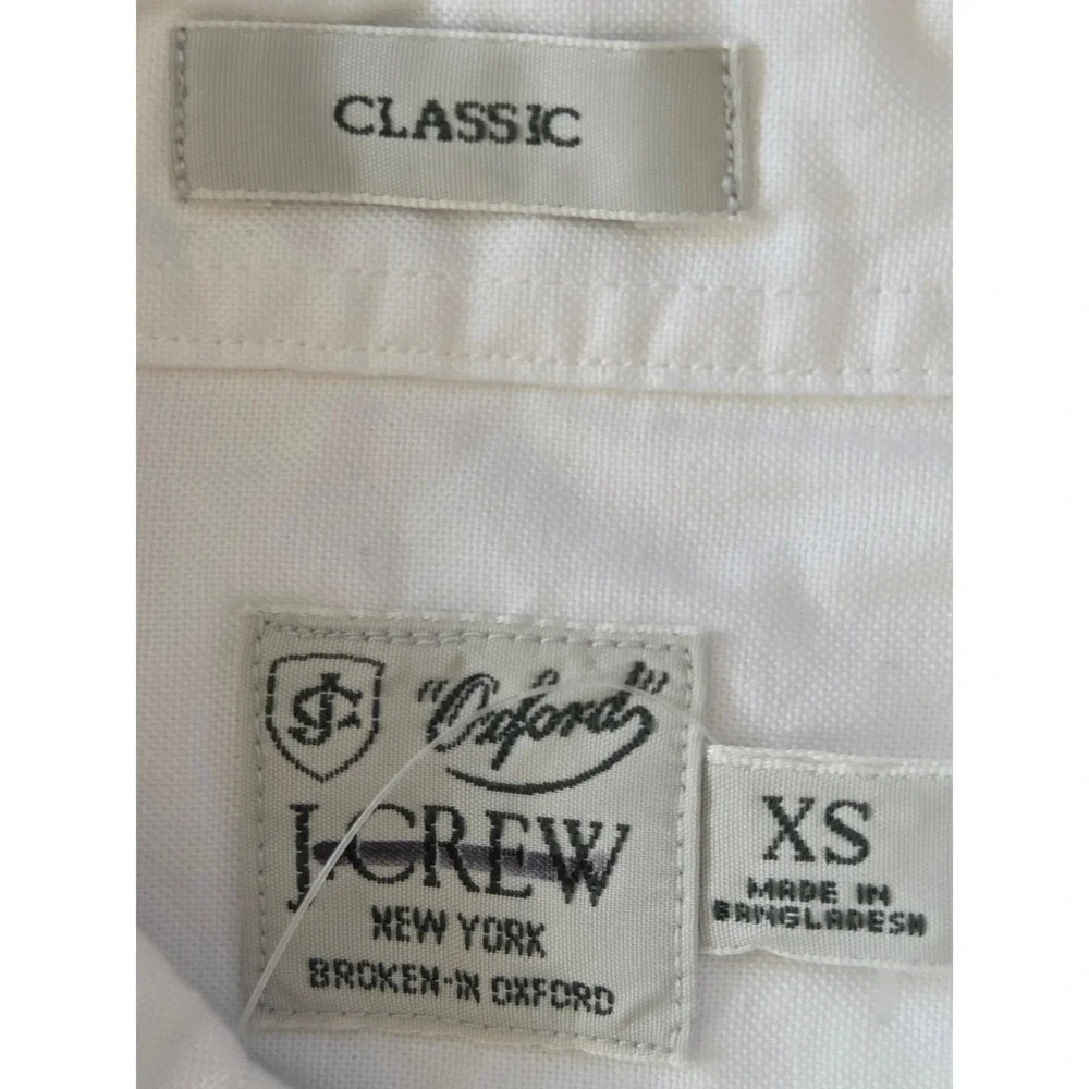 J. Crew Shirt Broken-In Oxford Classic CHW Monogram Mens XS White NWT BE996
